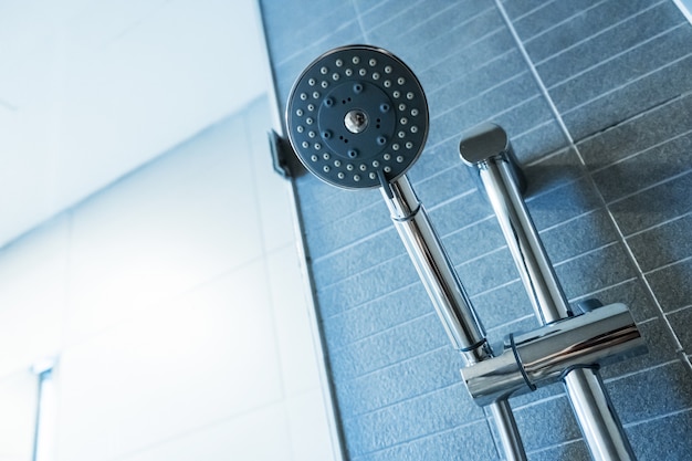 Shower head. Shower room details.