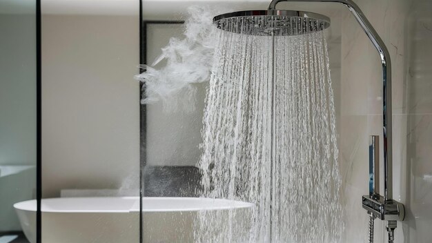 Photo shower head with hot water