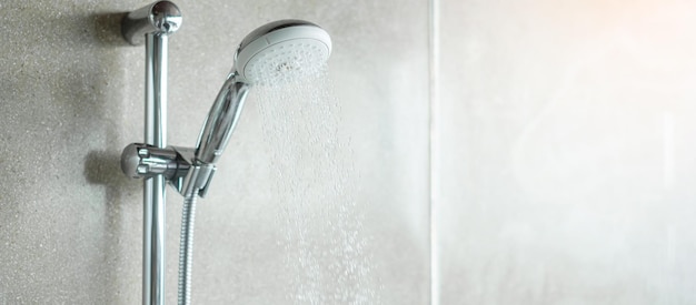 Photo shower head with wall background in modern bathroom