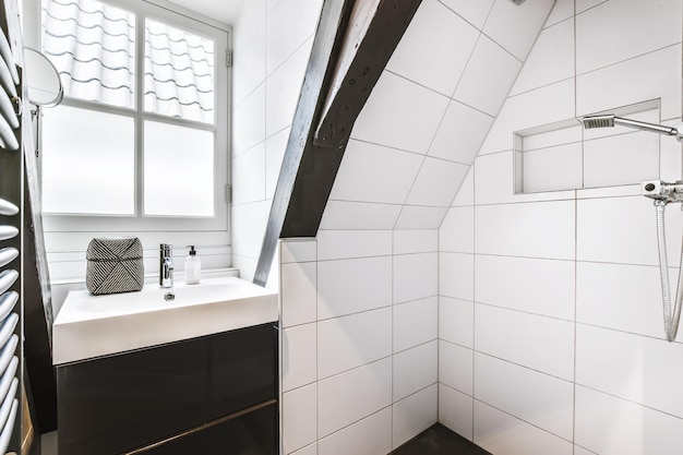 Shower room with a window near the sink