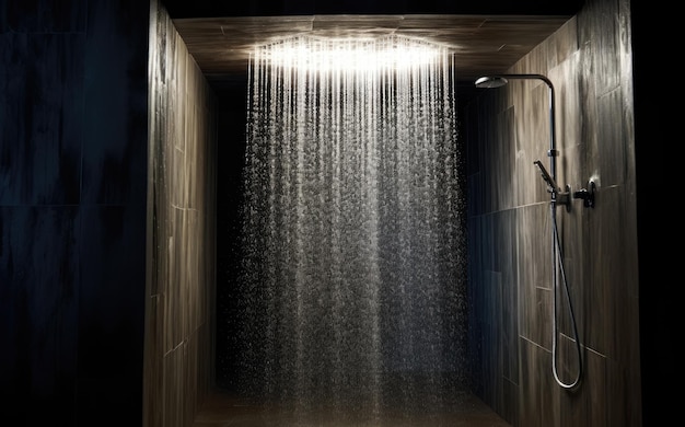 Shower using flowing water