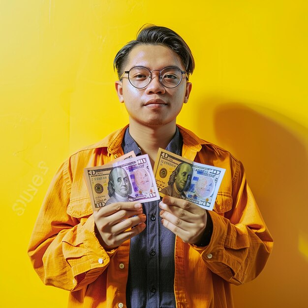 Photo showing cash money in indonesian rupiah banknotes