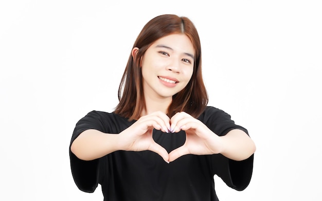 Showing Love Heart Sign Of Beautiful Asian Woman Isolated On White Background