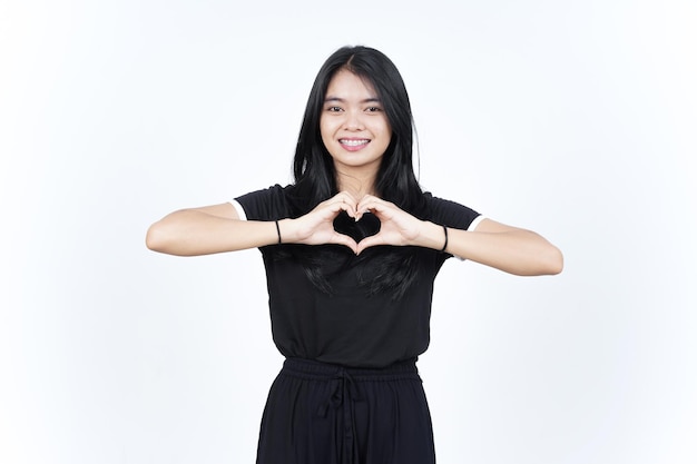 Showing Love Heart Sign Of Beautiful Asian Woman Isolated On White Background