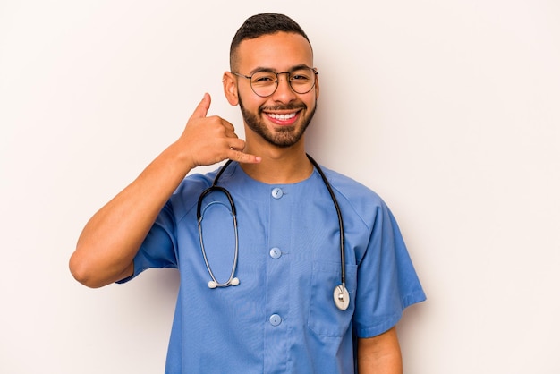 Showing a mobile phone call gesture with fingers