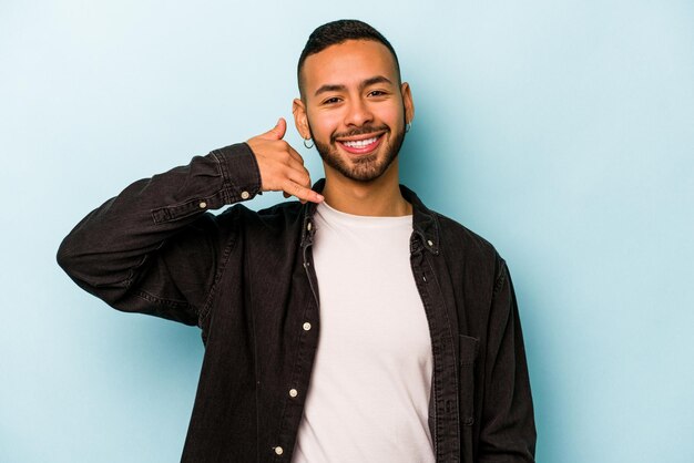 Showing a mobile phone call gesture with fingers