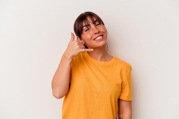 Showing a mobile phone call gesture with fingers