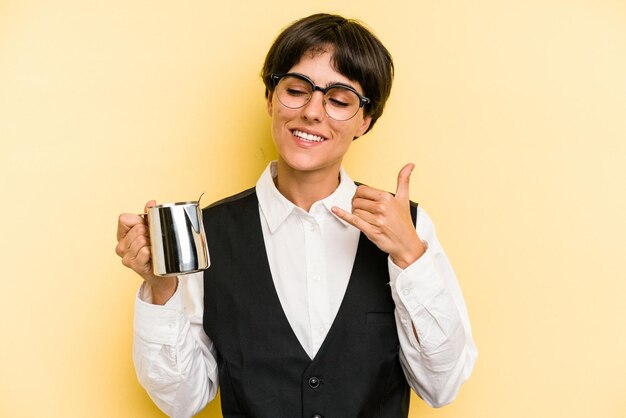 指で携帯電話のジェスチャを表示する