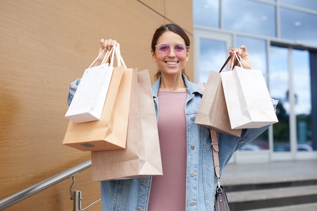 Showing shopping bags