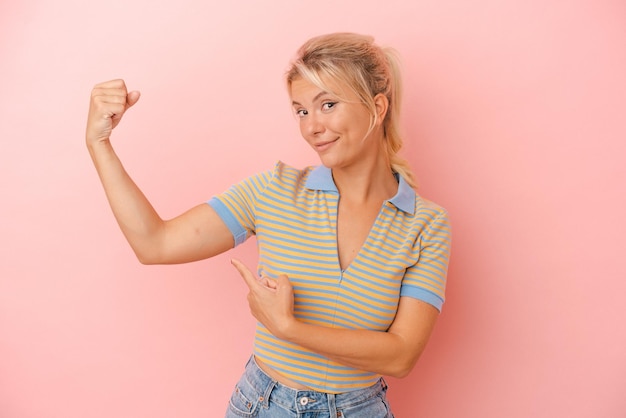 Showing strength gesture with arms symbol of feminine power