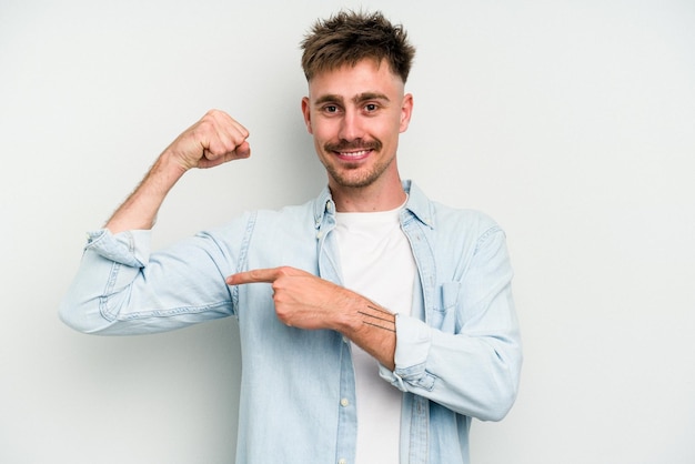 Showing strength gesture with arms symbol of feminine power