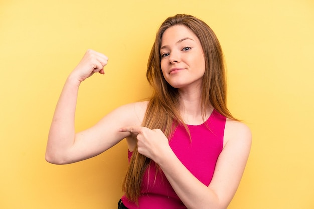 Showing strength gesture with arms symbol of feminine power