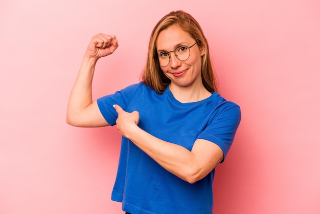 Showing strength gesture with arms symbol of feminine power