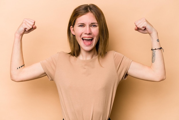 Showing strength gesture with arms symbol of feminine power