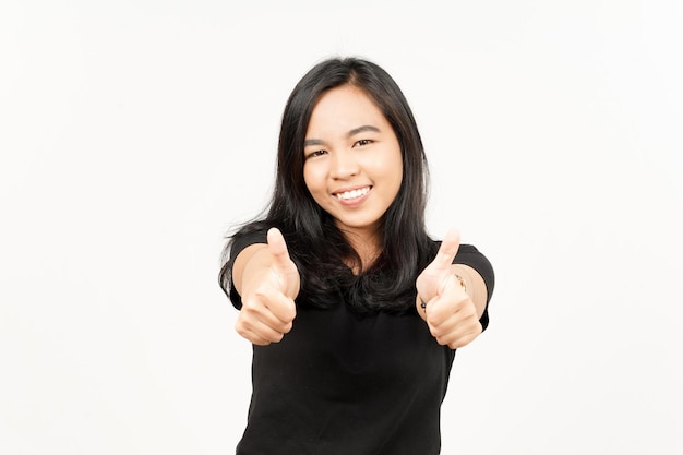 Showing thumbs up of Beautiful Asian Woman Isolated On White Background