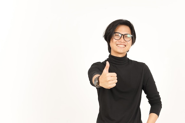 Showing Thumbs Up Of Handsome Asian Man Isolated On White Background