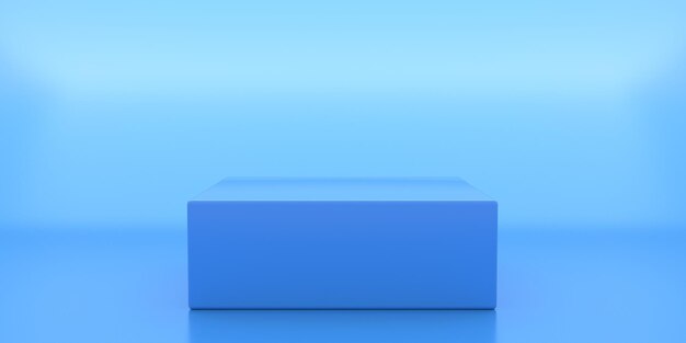 Showroom platform blokvorm blauwe kleur 3d illustratie