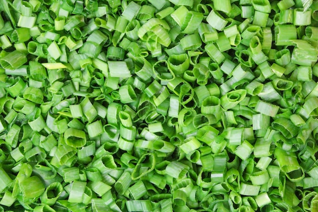 Shredded green onions close-up