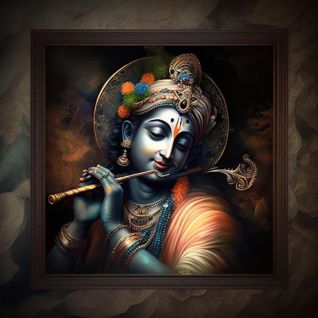 Shree Krishna Illustratie voor janmashtami Generative Ai