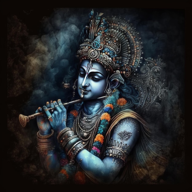 Shree Krishna Illustration for janmashtami Generative Ai