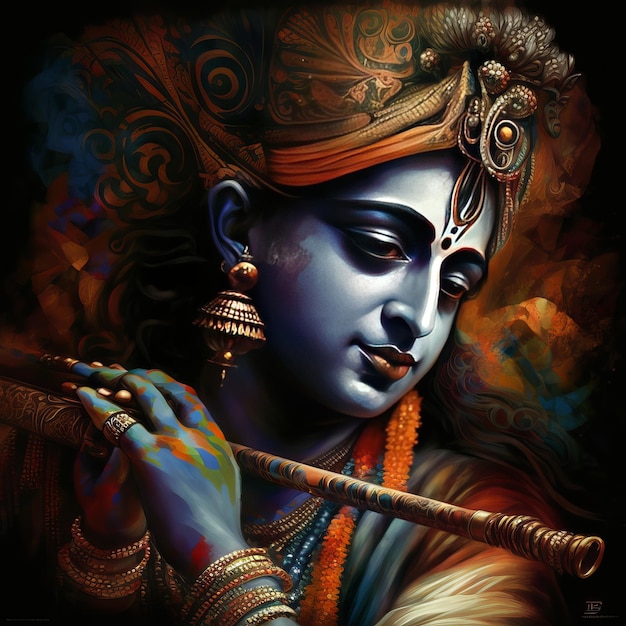 Shree Krishna Illustration for janmashtami Generative Ai