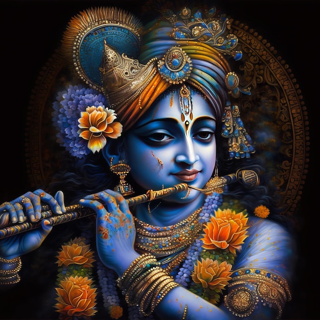 Shree Krishna Illustration for janmashtami Generative Ai