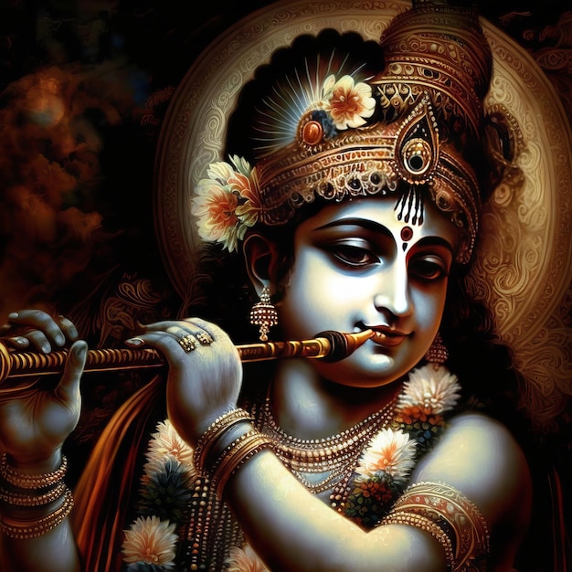 Shree Krishna Illustration for janmashtami Generative Ai