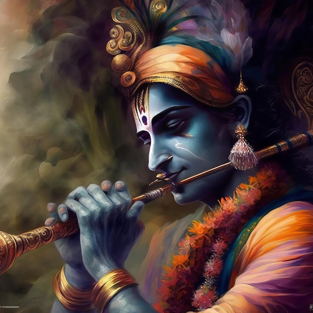 Shree Krishna Illustration for janmashtami Generative Ai