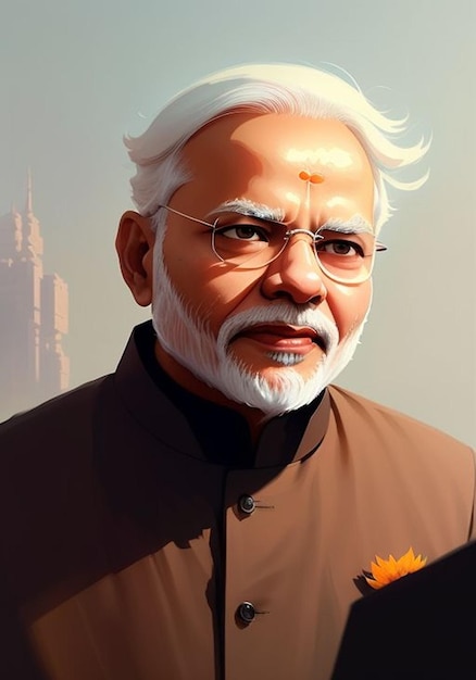 Foto pittura digitale di shri narendra modi ji