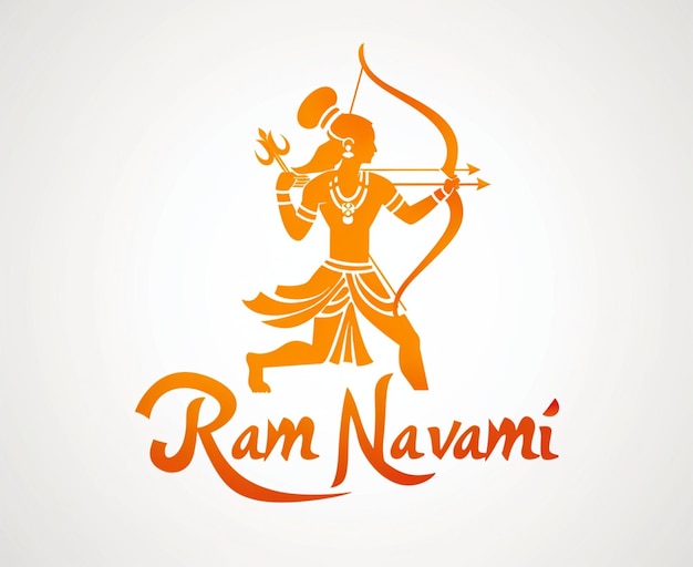 Foto saluto alla festa di shree ram navami con l'illustrazione di lord ram e la calligrafia di ram navami