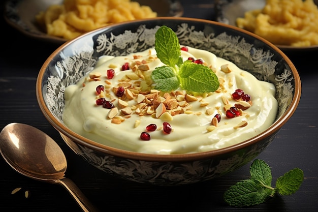 Shrikhand is een traditioneel snoepje van het Indiase subcontinent, gemaakt van gezeefde yoghurt