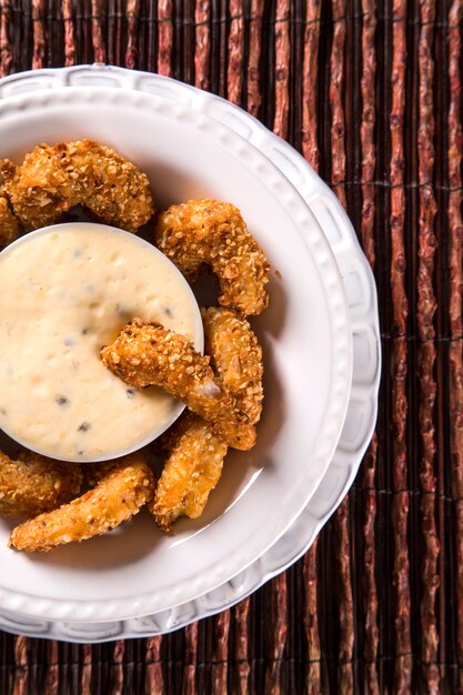 shrimp breaded with passionfruit cream