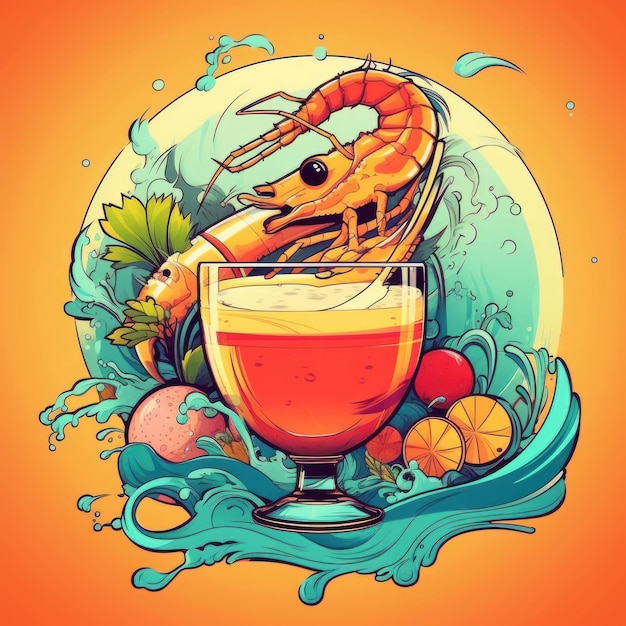 Photo shrimp cocktail in an art style