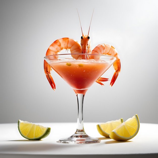 A Shrimp Cocktail on a white background