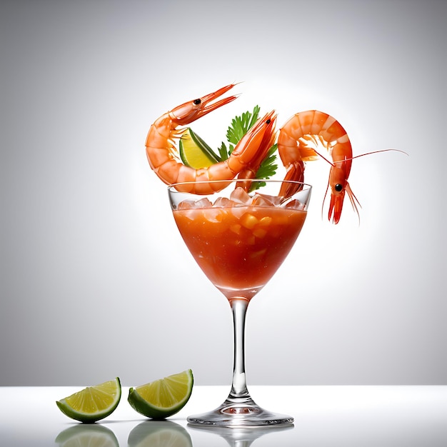 A Shrimp Cocktail on a white background