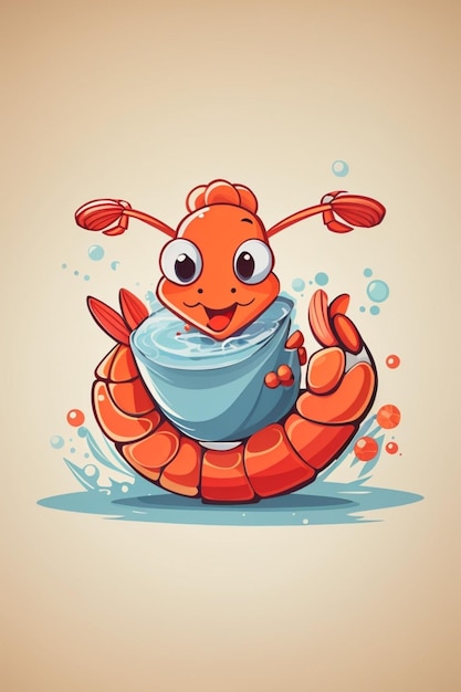 shrimp illustration logo design cartoon