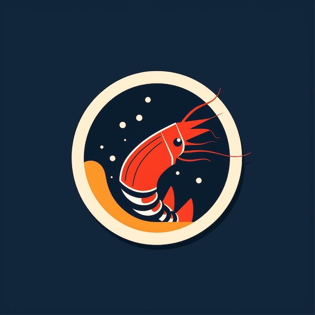 shrimp logo vector simple flat color