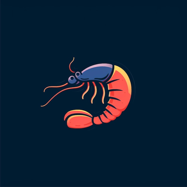 shrimp logo vector simple flat color