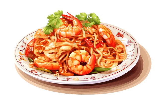 Shrimp Pad Thai Icon on white background