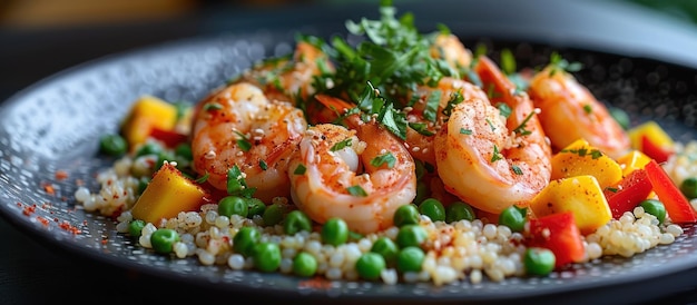 Shrimp and Rice Plate With Peas