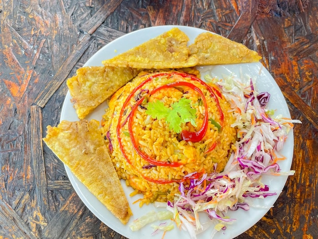 Shrimp rice typical Colombian food