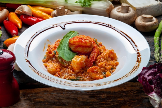 Shrimp risotto traditional italian cuisine