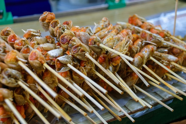 Shrimp's heads from traditional food market and bazar in Thailand