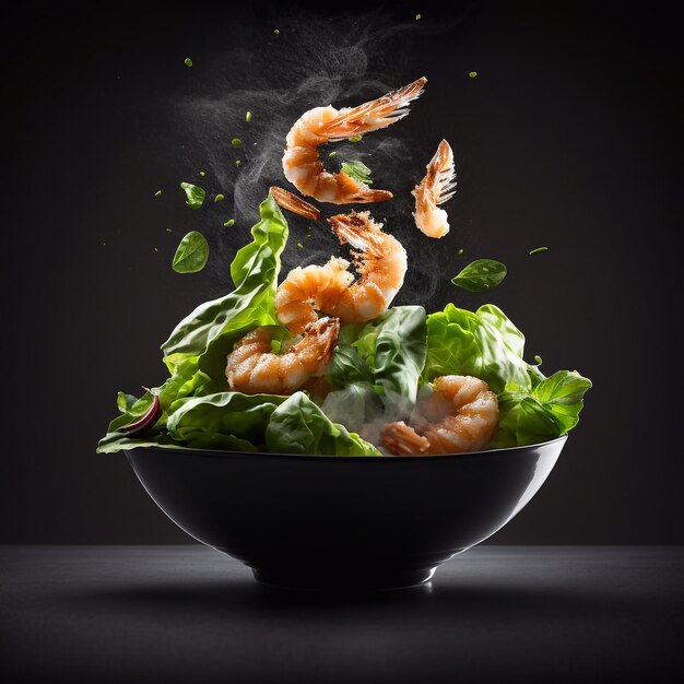 Shrimp salad levitation Nice shrimp salad Generative AI