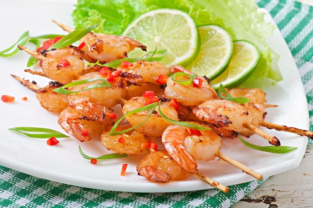 Shrimp sauteed in garlic and soy caramel