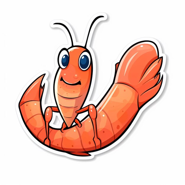Photo shrimp seafood cartoon sticker white background image ai generated art