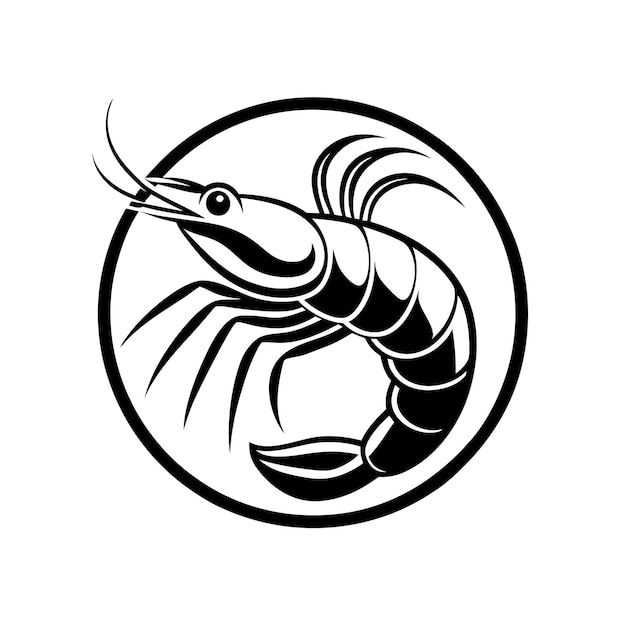Shrimp silhouette fish sea food Vector sketch illustration on white background