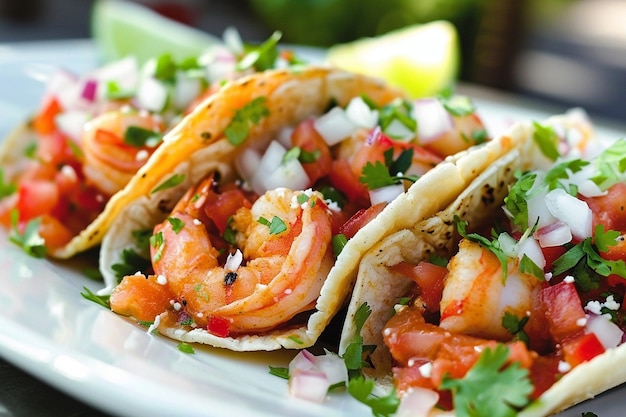 Photo shrimp tacos isolated on white