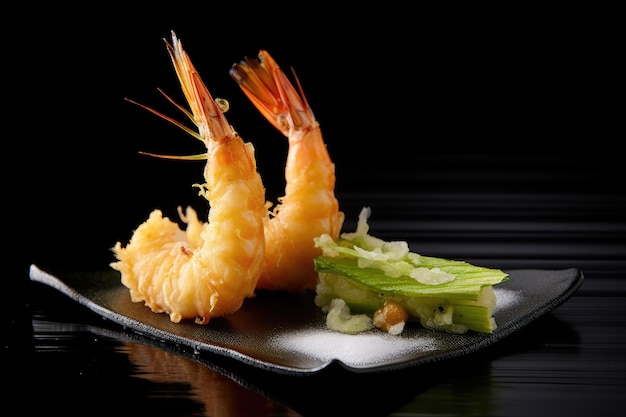 Shrimp Tempura Crispy Seafood Meal Deep Roasted Tempura Shrimps Abstract Generative AI Illustration