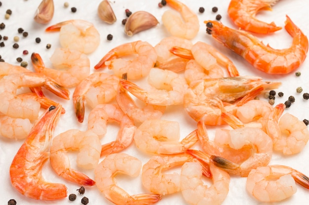 Shrimp, tiger prawns scattered with peppercorn